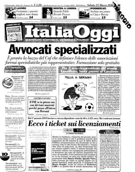 Italia oggi : quotidiano di economia finanza e politica